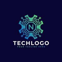 technologie anfangsbuchstabe n logo design template element. vektor