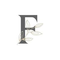 anfangsbuchstabe f florales und botanisches logo. naturblatt feminin für schönheitssalon, massage, kosmetik oder spa-ikonensymbol vektor