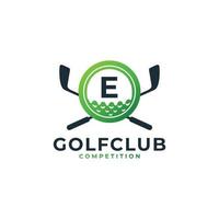 logotyp för golfsport. bokstaven e för golf logotyp design vektor mall. eps10 vektor