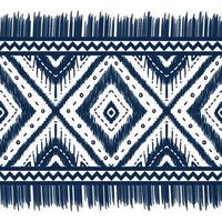 Navy Indigo Blue Diamond auf weißem Hintergrund. traditionelles Design des geometrischen ethnischen orientalischen Musters für, Teppich, Tapete, Kleidung, Verpackung, Batik, Stoff, Vektorillustrationsstickereiart vektor