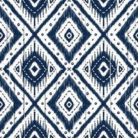 Navy Indigo Blue Diamond auf weißem Hintergrund. traditionelles Design des geometrischen ethnischen orientalischen Musters für, Teppich, Tapete, Kleidung, Verpackung, Batik, Stoff, Vektorillustrationsstickereiart vektor