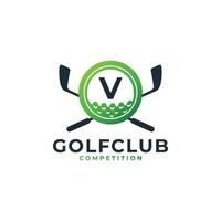 Golfsport-Logo. Buchstabe v für Golf-Logo-Design-Vektorvorlage. eps10-Vektor vektor