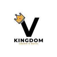 initial bokstav v med krona logotyp varumärkesidentitet logotyp designmall vektor