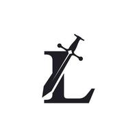 Buchstabe l mit Schwert-Symbol Vektor-Logo-Design-Vorlage Inspiration vektor