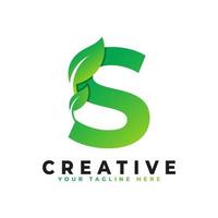 natur gröna blad bokstavens logotypdesign. monogram logotyp. gröna blad alfabetet ikon. användbar för logotyper för företag, vetenskap, hälsovård, medicin och natur vektor