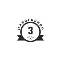 Nummer 3 Vintage Barber Shop Abzeichen und Logo-Design-Inspiration vektor