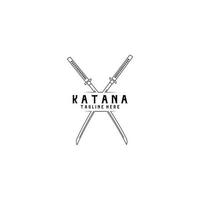 katana svärd logo design linje illustration konst samurajer traditionell ninja kultur japansk fighter strid krig asiatisk vektor