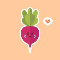 söt och kawaii betor. rödbeta. hälsosam mat koncept. emoji emoticon samling. seriefigurer för barn målarbok, målarbok, t-shirttryck, ikon, logotyp, etikett, lapp, klistermärke. vektor