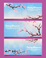 Spring cherry blossom banner set vektor