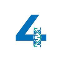 Nummer 4 genetisches DNA-Symbol-Logo-Design-Vorlagenelement. biologische Illustration vektor