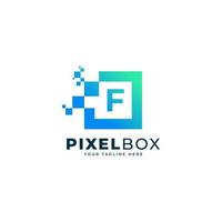 Anfangsbuchstabe f digitales Pixel-Logo-Design. geometrische Form mit quadratischen Pixelpunkten. verwendbar für Geschäfts- und Technologielogos vektor