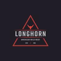 klassisches Vintage-Retro-Label-Abzeichen für Texas Longhorn Western Bull Head Family Country Farm Logo Design-Inspiration vektor