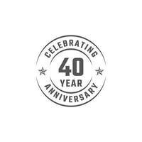 Emblem-Abzeichen zum 40-jährigen Jubiläum mit grauer Farbe für Feierlichkeiten, Hochzeiten, Grußkarten und Einladungen isoliert auf weißem Hintergrund vektor