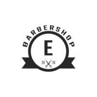 buchstabe e vintage friseurladen-abzeichen und logo-design-inspiration vektor