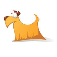 Verrückter gelber Hund - lustige Zeichentrickfilm-Figuren. vektor
