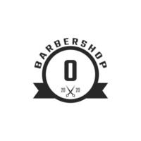 nummer 0 vintage barber shop märke och logotyp design inspiration vektor