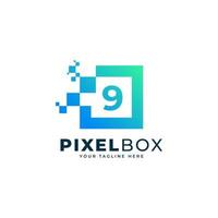 Anfangszahl 9 digitales Pixel-Logo-Design. geometrische Form mit quadratischen Pixelpunkten. verwendbar für Geschäfts- und Technologielogos vektor