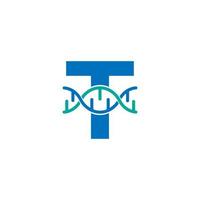 anfangsbuchstabe t genetisches dna symbol logo design template element. biologische Illustration vektor