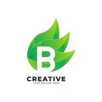 natur gröna blad bokstaven b logotypdesign. monogram logotyp. gröna blad alfabetet ikon. användbar för företag, vetenskap, sjukvård, medicin och natur logos.flat vektor logotyp designmall element. eps10