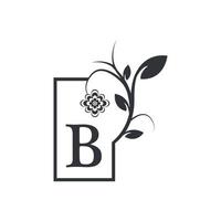 elegant b lyxig logotyp fyrkantig rammärke. blommig med blommor blad. perfekt för mode, smycken, skönhetssalong, kosmetika, spa, boutique, bröllop, brevstämpel, hotell- och restauranglogotyp. vektor