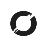 buchstabe o logo mit weißem strichpinsel in schwarzem farbvektorschablonenelement vektor