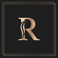 elegant bokstav r graciös kunglig kalligrafisk vacker logotyp. vintage gulddraget emblem för bokdesign, varumärke, visitkort, restaurang, boutique eller hotell vektor