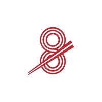 Nummer 8 japanische Nudeln Vektor-Logo-Symbol. geeignet für japanische Restaurant-Logo-Inspiration. vektor