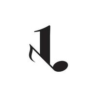 Nummer 1 mit Musik-Key-Note-Logo-Design-Element. verwendbar für Geschäfts-, Musik-, Unterhaltungs-, Schallplatten- und Orchesterlogos vektor