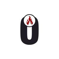 nummer 0 med flamma brand logotyp design inspiration vektor