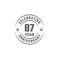 87-jähriges Jubiläumsfeier-Emblem-Abzeichen mit grauer Farbe für Feierlichkeiten, Hochzeiten, Grußkarten und Einladungen isoliert auf weißem Hintergrund vektor