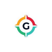 färgglada bokstaven g inuti kompass logotyp designmall element vektor