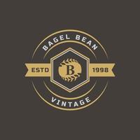 vintage retro-abzeichen für buchstabe b für bagels logo emblem design symbol vektor