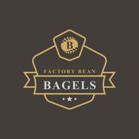 vintage retro-abzeichen für buchstabe b für bagels logo emblem design symbol vektor