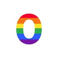 nummer 0 färgad i regnbågsfärg logotypdesign inspiration för hbt-koncept vektor