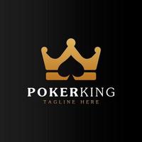 Poker-Königreich-Symbol. Goldener König und Pik-Ass als Inspiration für das Design von Poker-Logos vektor
