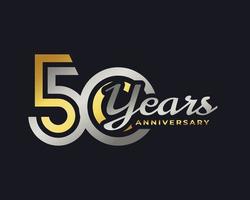 50-jähriges Jubiläum mit handschriftlicher Silber- und Goldfarbe für Feierlichkeiten, Hochzeiten, Grußkarten und Einladungen einzeln auf dunklem Hintergrund vektor