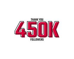 Danke 450.000 Follower Karte Feier Vektor Post Social Media Vorlage.