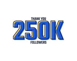 Danke 250.000 Follower Kartenfeier Vektor. 250000 Follower Glückwunsch-Post-Social-Media-Vorlage. vektor