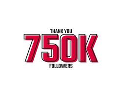 Danke 750.000 Follower Karte Feier Vektor Post Social Media Vorlage.