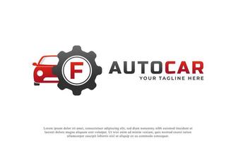 buchstabe f mit autowartungsvektor. Konzept Automobil-Logo-Design von Sportfahrzeugen. vektor