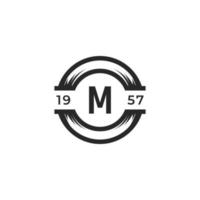 vintage insignien buchstabe m logo design template element. geeignet für identität, etikett, abzeichen, café, hotelikonenvektor vektor