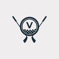 logotyp för golfsport. bokstaven v för golf logotyp design vektor mall. eps10 vektor