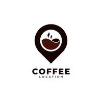 Café-Shop-Point-Logo-Design. Karte Pin-Position kombiniert mit Kaffee-Symbol-Vektor-Illustration vektor