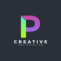 kreatives anfangsbuchstabe p-logo. grüne und lila geometrische form. verwendbar für Geschäfts- und Markenlogos. flaches Vektor-Logo-Design-Vorlagenelement. vektor