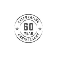60-jähriges Jubiläumsfeier-Emblem-Abzeichen mit grauer Farbe für Feierlichkeiten, Hochzeiten, Grußkarten und Einladungen isoliert auf weißem Hintergrund vektor