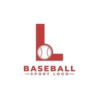 bokstaven l med baseball-logotypdesign. vektor designmallelement för sportlag eller företagsidentitet.