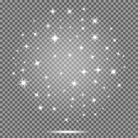 Vektor uppsättning av stjärnor, vit flares effekt på transparent bakgrund
