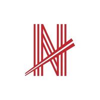 Buchstabe n japanische Nudeln Vektor-Logo-Symbol. geeignet für japanische Restaurant-Logo-Inspiration. vektor