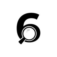 Suchlogo. Nummer 6 Lupen-Logo-Design vektor