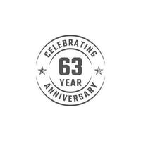 63-jähriges Jubiläumsfeier-Emblem-Abzeichen mit grauer Farbe für Feierlichkeiten, Hochzeiten, Grußkarten und Einladungen isoliert auf weißem Hintergrund vektor